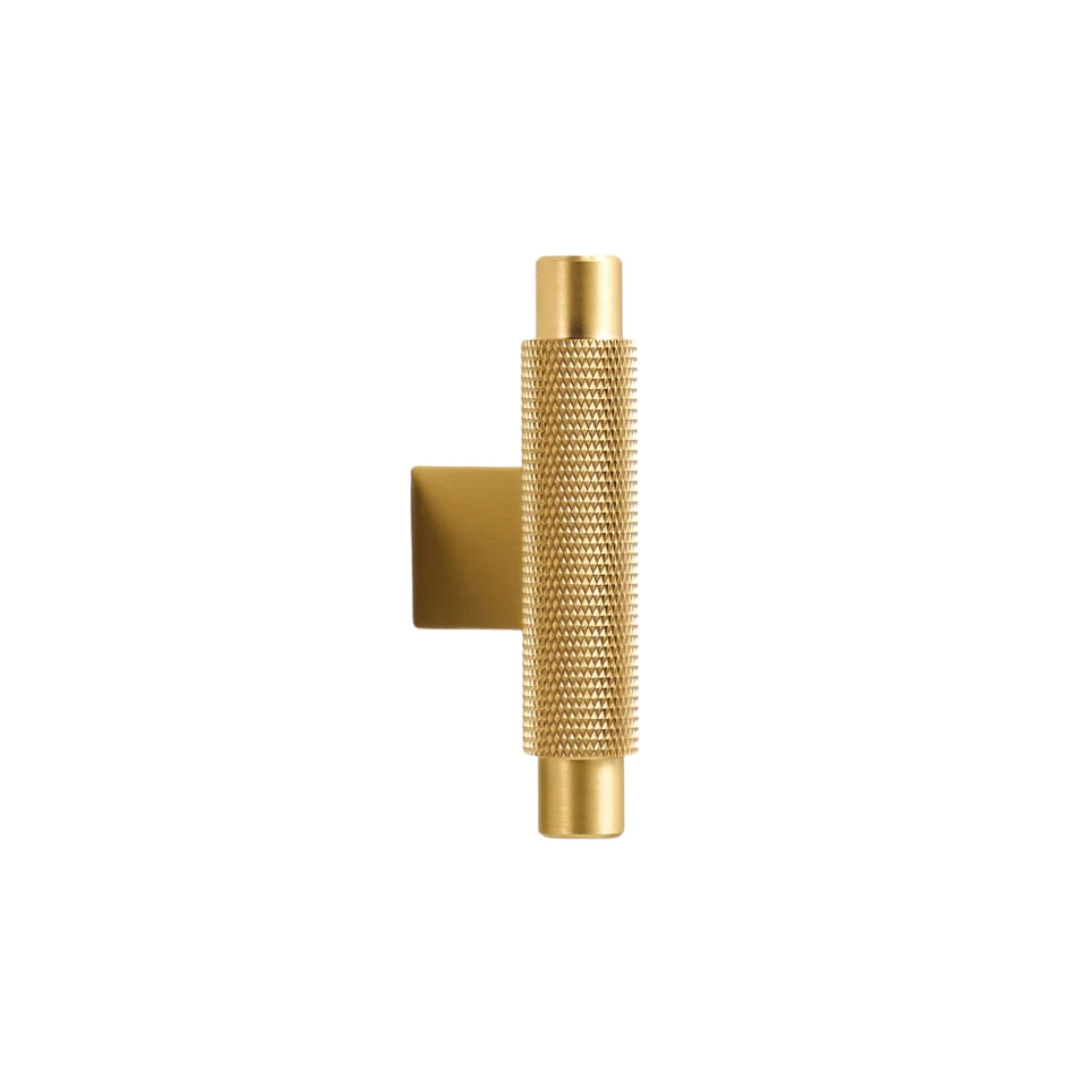 CURZON - Large Solid Brass Knurled T-Bar Handle - Brushed Brass