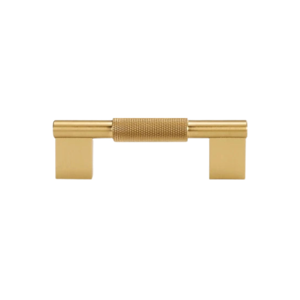 CURZON - Solid Brass Knurled D-Bar Handle - Brushed Brass