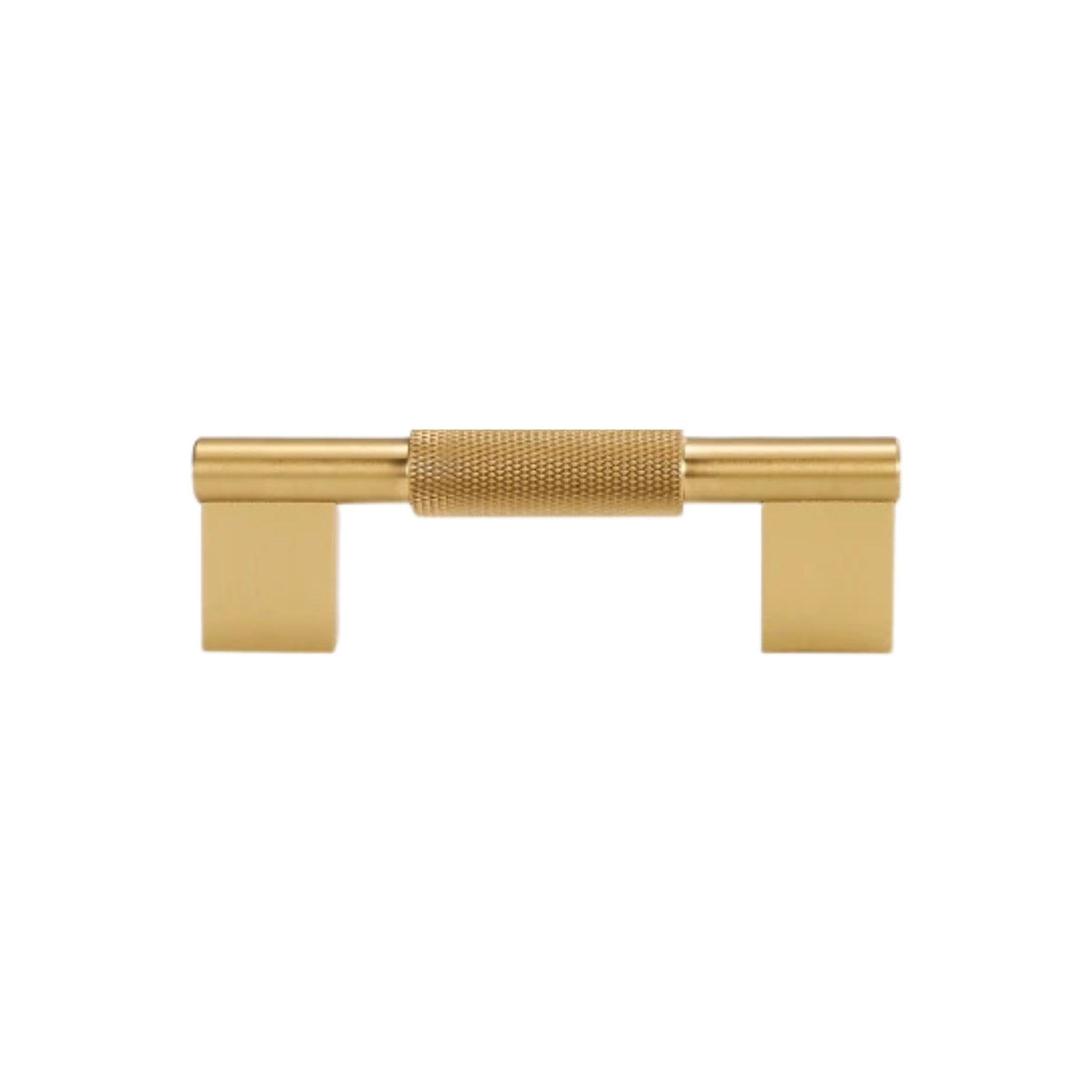 CURZON - Solid Brass Knurled D-Bar Handle - Brushed Brass
