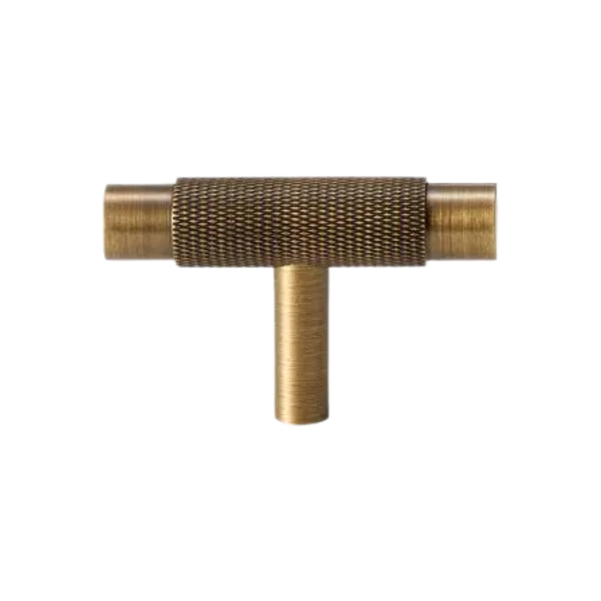 GIFFORD - Solid Brass Knurled T-Bar Handle - Antique Brass