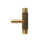 GIFFORD - Solid Brass Knurled T-Bar Handle - Antique Brass