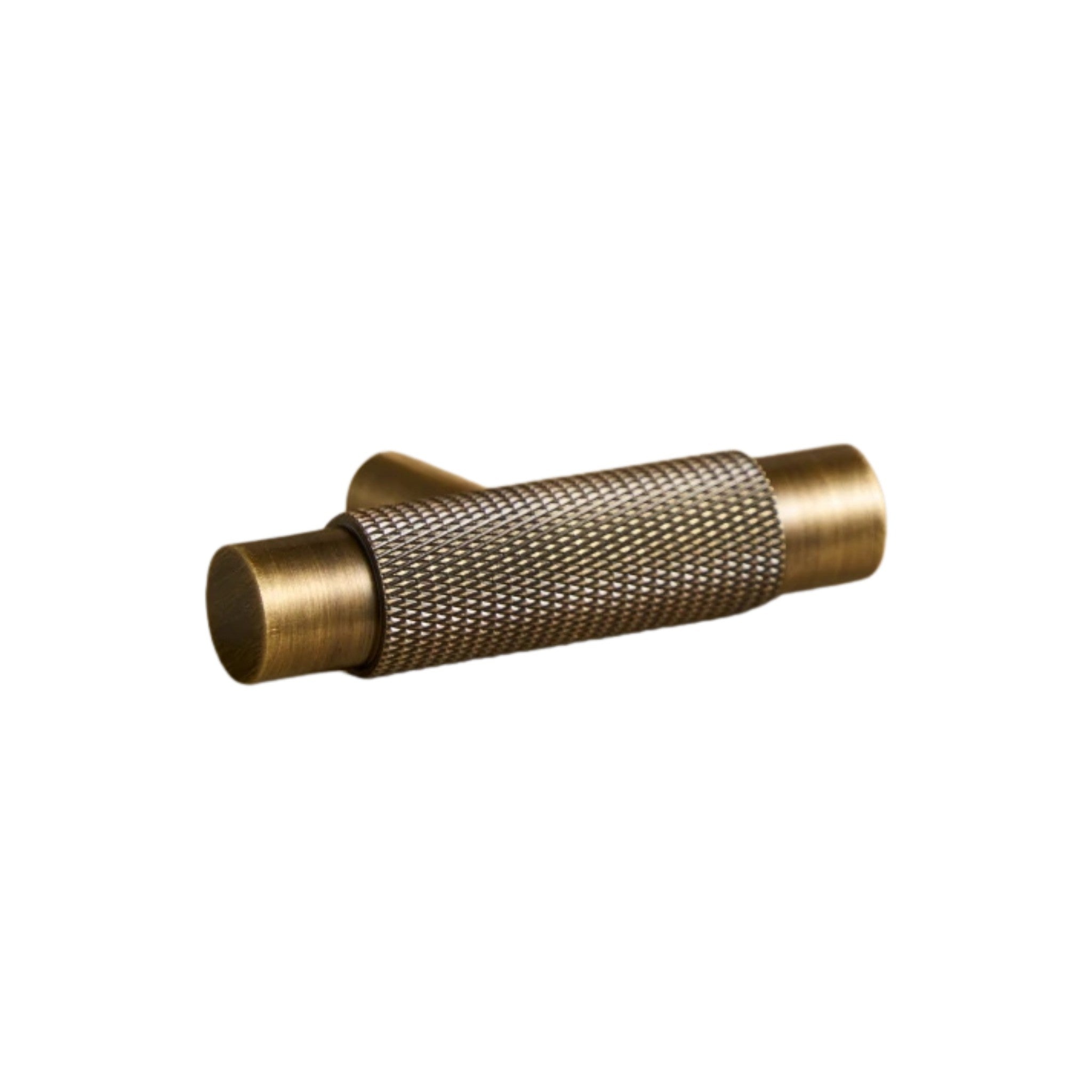 GIFFORD - Solid Brass Knurled T-Bar Handle - Antique Brass