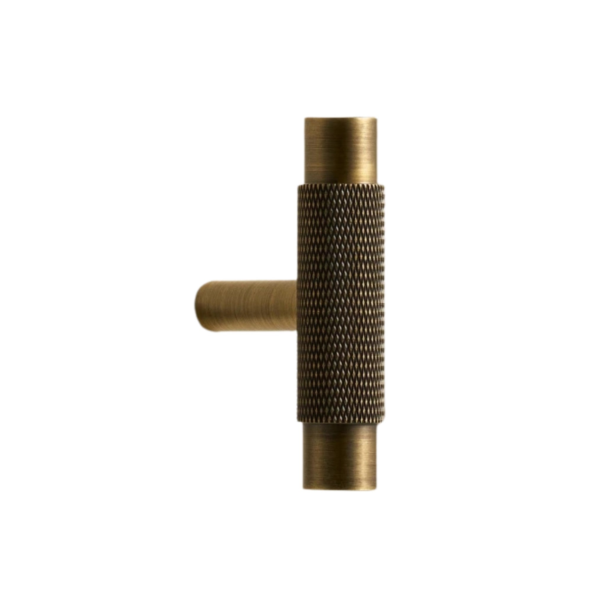 GIFFORD - Solid Brass Knurled T-Bar Handle - Antique Brass
