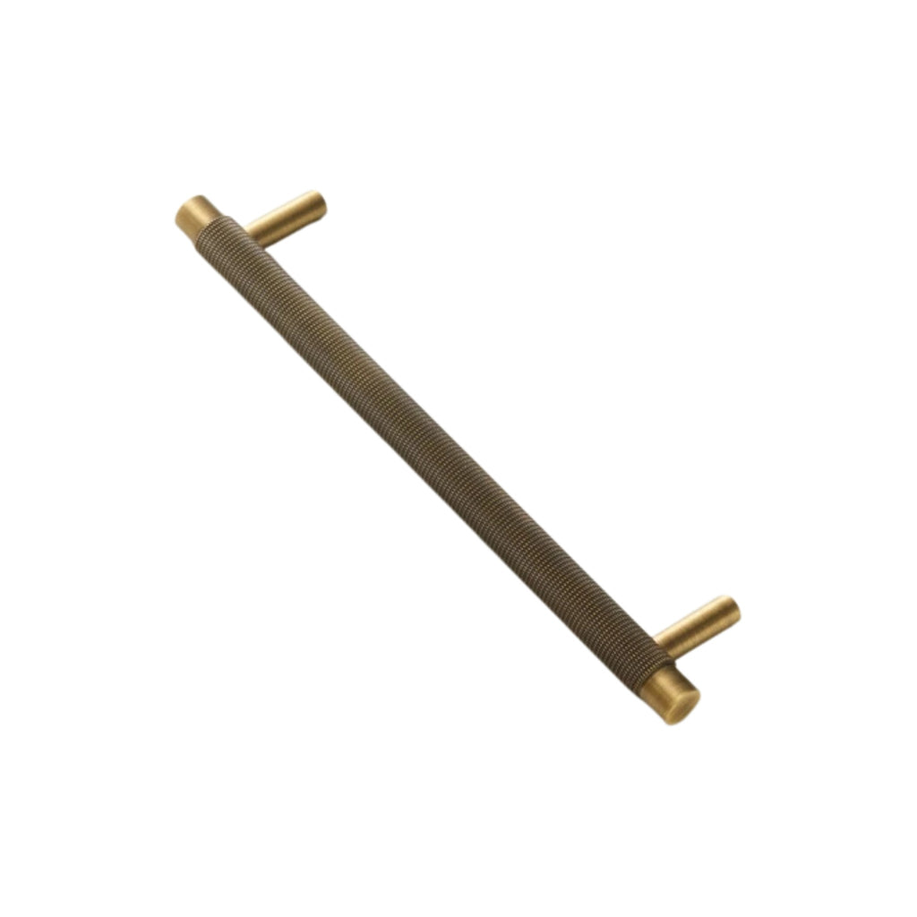 GIFFORD - Solid Brass Knurled Bar Handle - Antique Brass