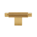 CURZON - Large Solid Brass Knurled T-Bar Handle - Brushed Brass