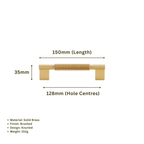 CURZON - Solid Brass Knurled D-Bar Handle - Brushed Brass