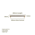 GIFFORD - Solid Brass Knurled Bar Handle - Antique Brass