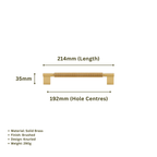 CURZON - Solid Brass Knurled D-Bar Handle - Brushed Brass