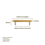 MONTAGUE - Solid Brass Knurled Bar Handle - Matte Brass