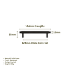 BARONY - Solid Brass Knurled Bar Handle - Blackened Brass