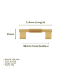 CURZON - Solid Brass Knurled D-Bar Handle - Brushed Brass