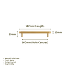 MONTAGUE - Solid Brass Knurled Bar Handle - Matte Brass