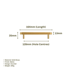 MONTAGUE - Solid Brass Knurled Bar Handle - Matte Brass