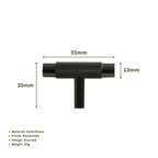 BARONY - Solid Brass Knurled T-Bar Handle - Blackened Brass