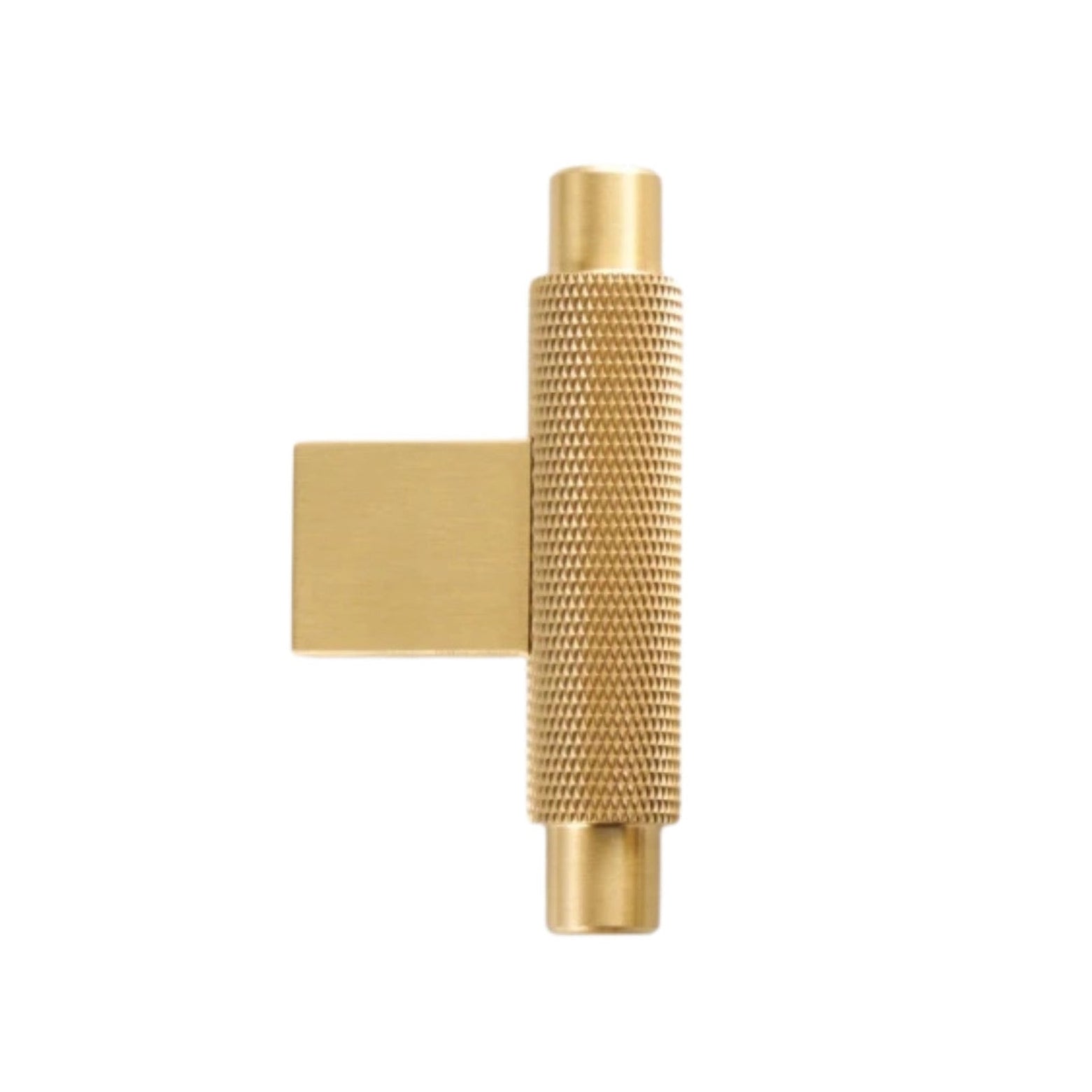 CURZON - Large Solid Brass Knurled T-Bar Handle - Brushed Brass